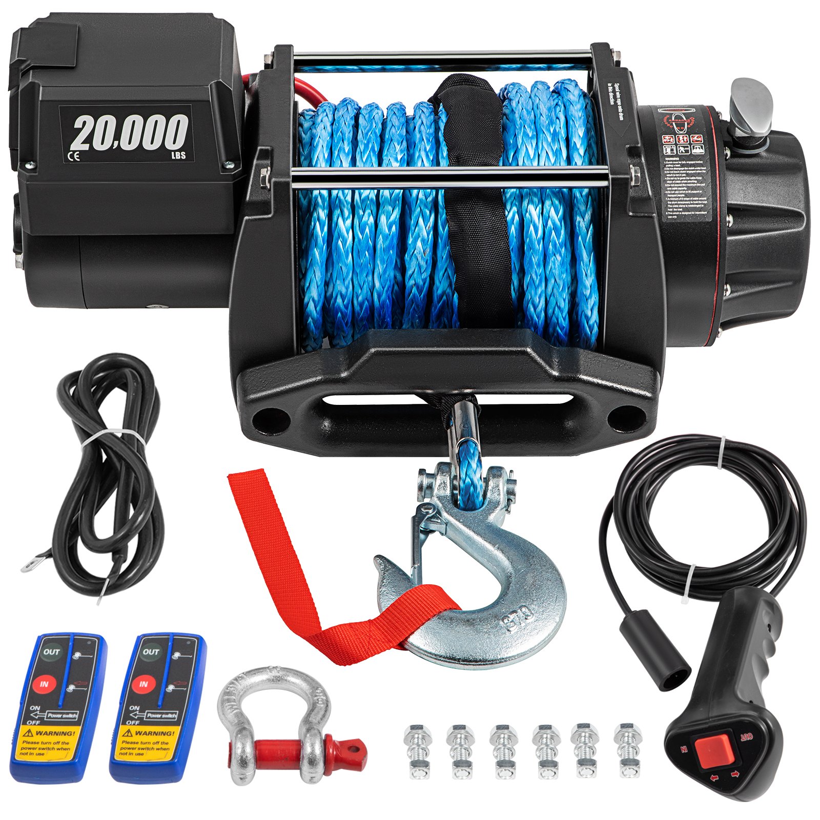 VEVOR 12V Electric Winch 20000 LBS Synthetic Rope 13MM X 26M Wireless ATV Winch