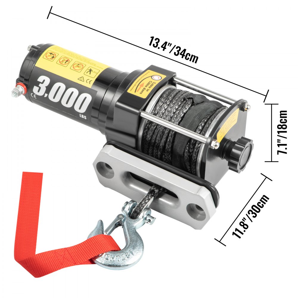 VEVOR 12V Electric Winch 3000 LBS Synthetic Rope 5.5MM X 9M Wireless ATV Winch
