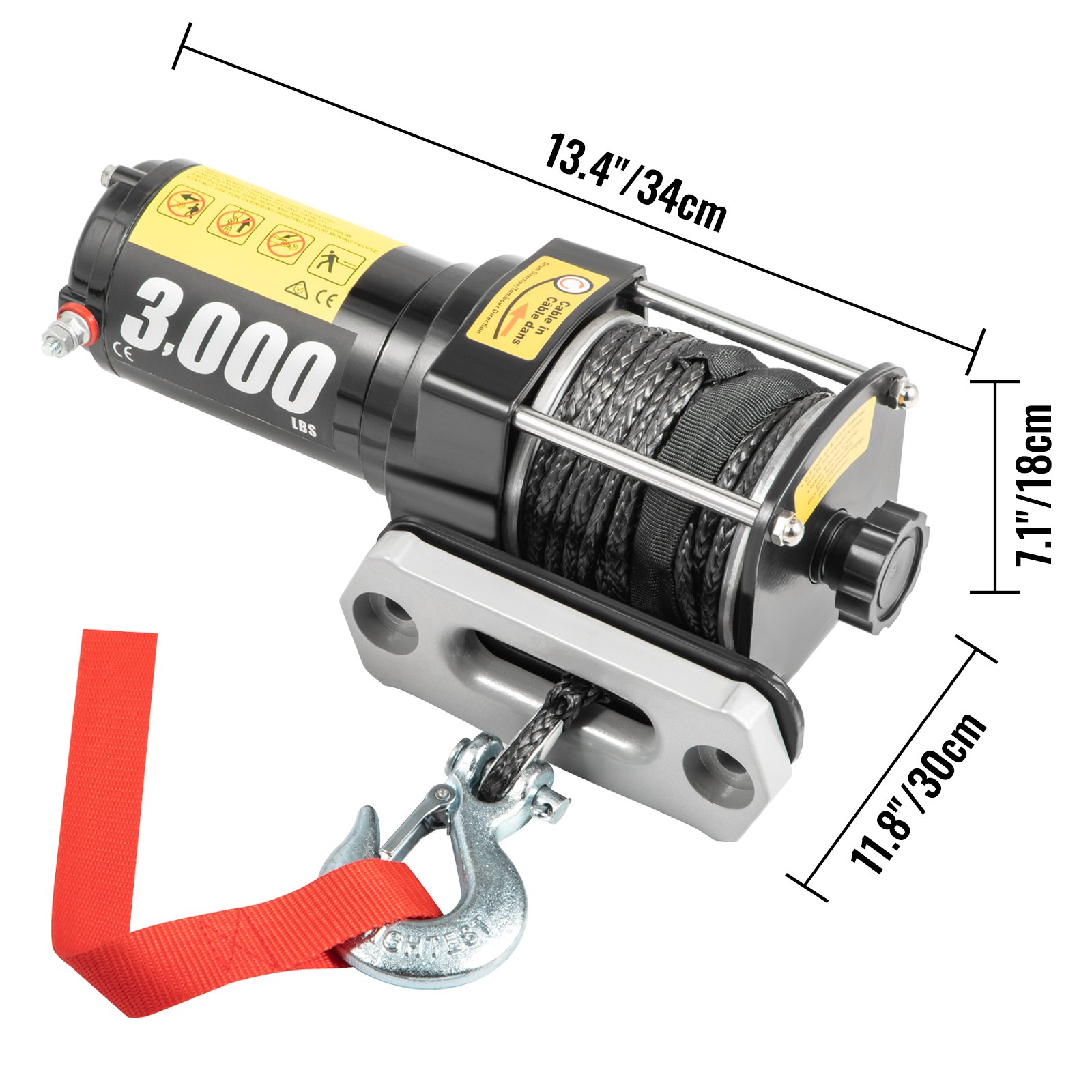 VEVOR 12V Electric Winch 3000 LBS Synthetic Rope 5.5MM X 9M Wireless ATV Winch