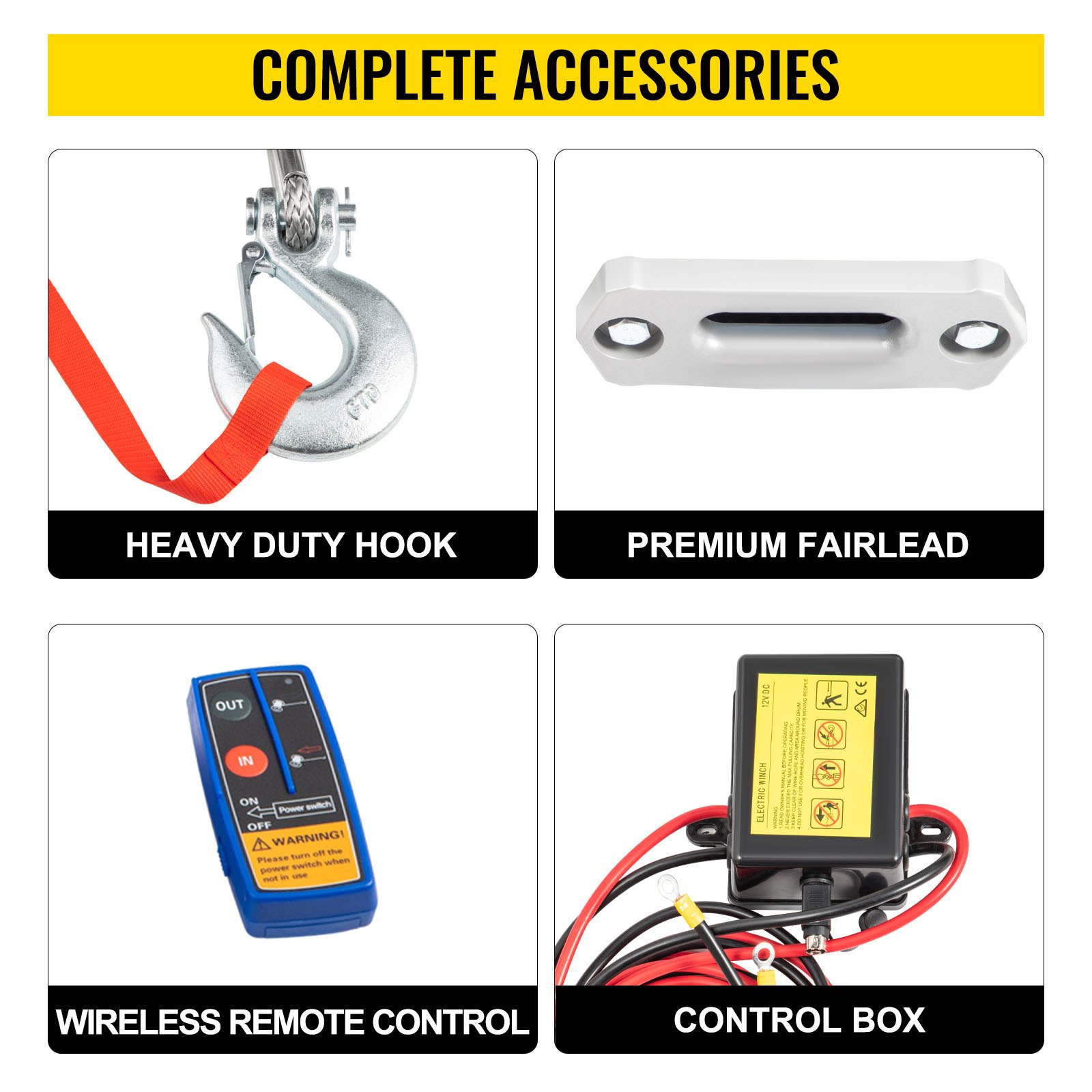 VEVOR 12V Electric Winch 4000LBS Synthetic Rope 6MMX10M Wireless ATV 4WD Winch