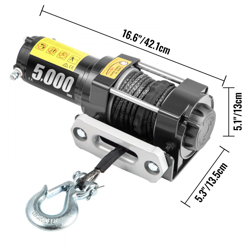VEVOR 12V Electric Winch 5000 LBS Synthetic Rope 6MM X 15M Wireless ATV Winch