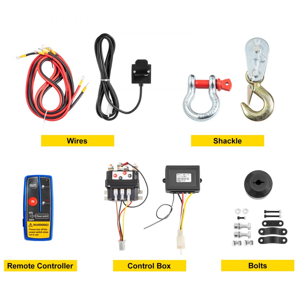 VEVOR 12V Electric Winch 5000 LBS Synthetic Rope 6MM X 15M Wireless ATV Winch