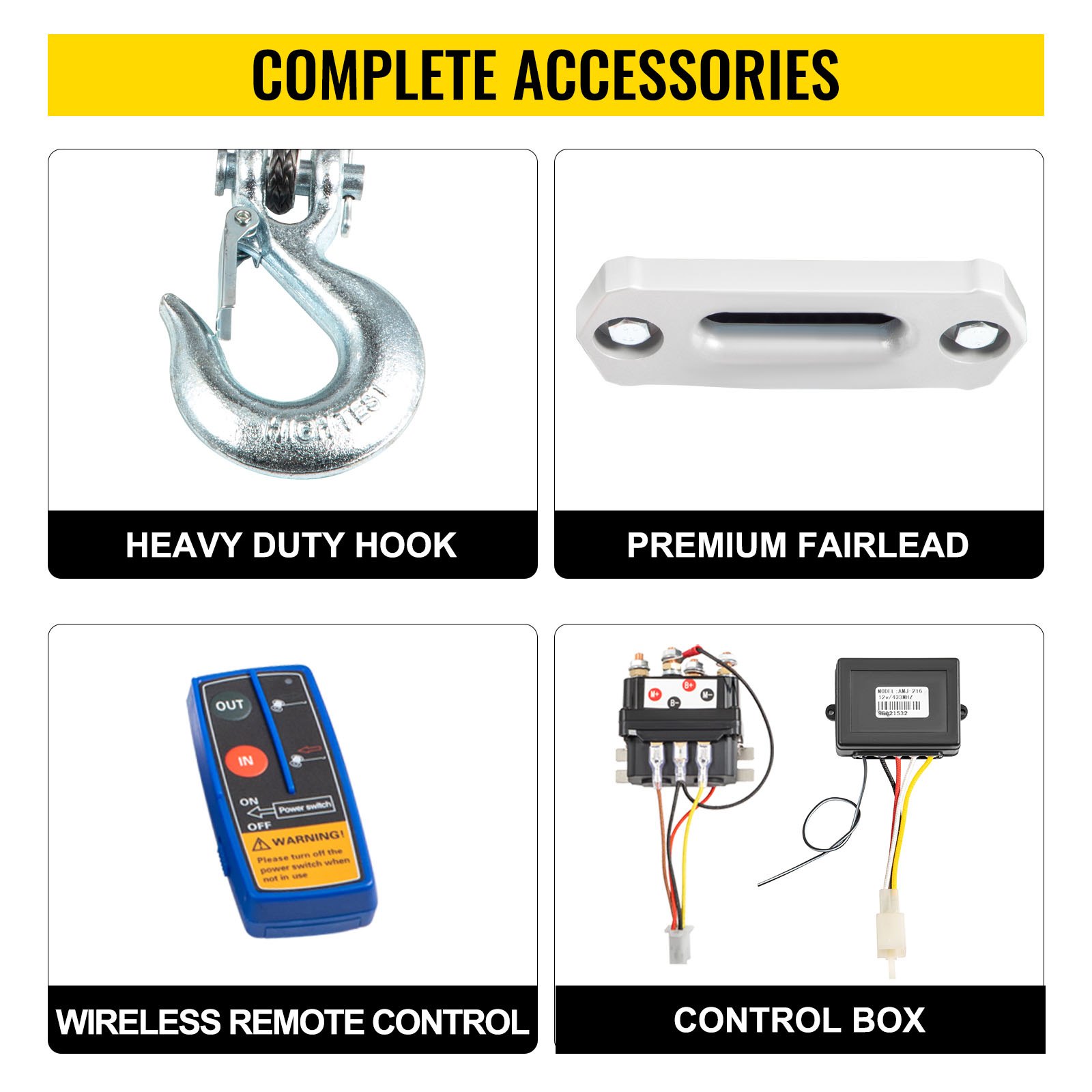 VEVOR 12V Electric Winch 5000 LBS Synthetic Rope 6MM X 15M Wireless ATV Winch