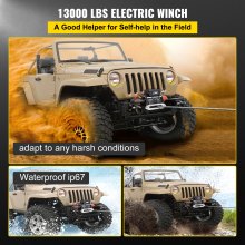 VEVOR Electric Winch 13000lb Load Capacity Truck Winch Compatible with Jeep Truck SUV 65ft/20m Synthetic Rope 12V Power Winch with Wireless Remote Control, Powerful Motor for ATV UTV Off Road Trailer