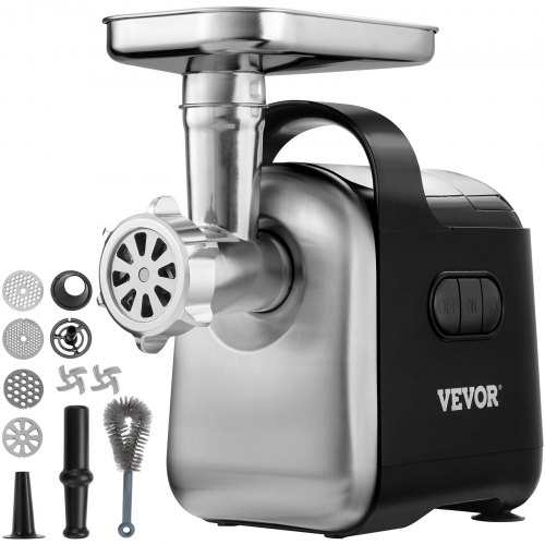 VEVOR Electric Meat Grinder, 6.6 Lb/Min, 550W（2200W MAX) Industrial Meat Mincer with 2 Blade, 3 Grinding Plates, Sausage Maker & Kubbe Kit ABS + Stainless Steel Commercial Meat Grinder, ETL Listed