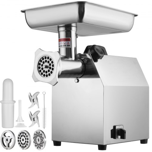 VEVOR Electric Meat Grinder, 794 Lb/H Capacity, 1100W (4600W MAX) Industrial Meat Mincer with 2 Blade, 3 Grinding Plates, Sausage Tubes 304 Stainless Steel Commercial Meat Grinder, ETL Listed