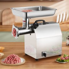 VEVOR Electric Meat Grinder, 396 Lb/H Capacity, 1100W (4600W MAX) Industrial Meat Mincer with 2 Blade, 3 Grinding Plates, Sausage Tube 304 Stainless Steel Commercial Meat Grinder, ETL Listed