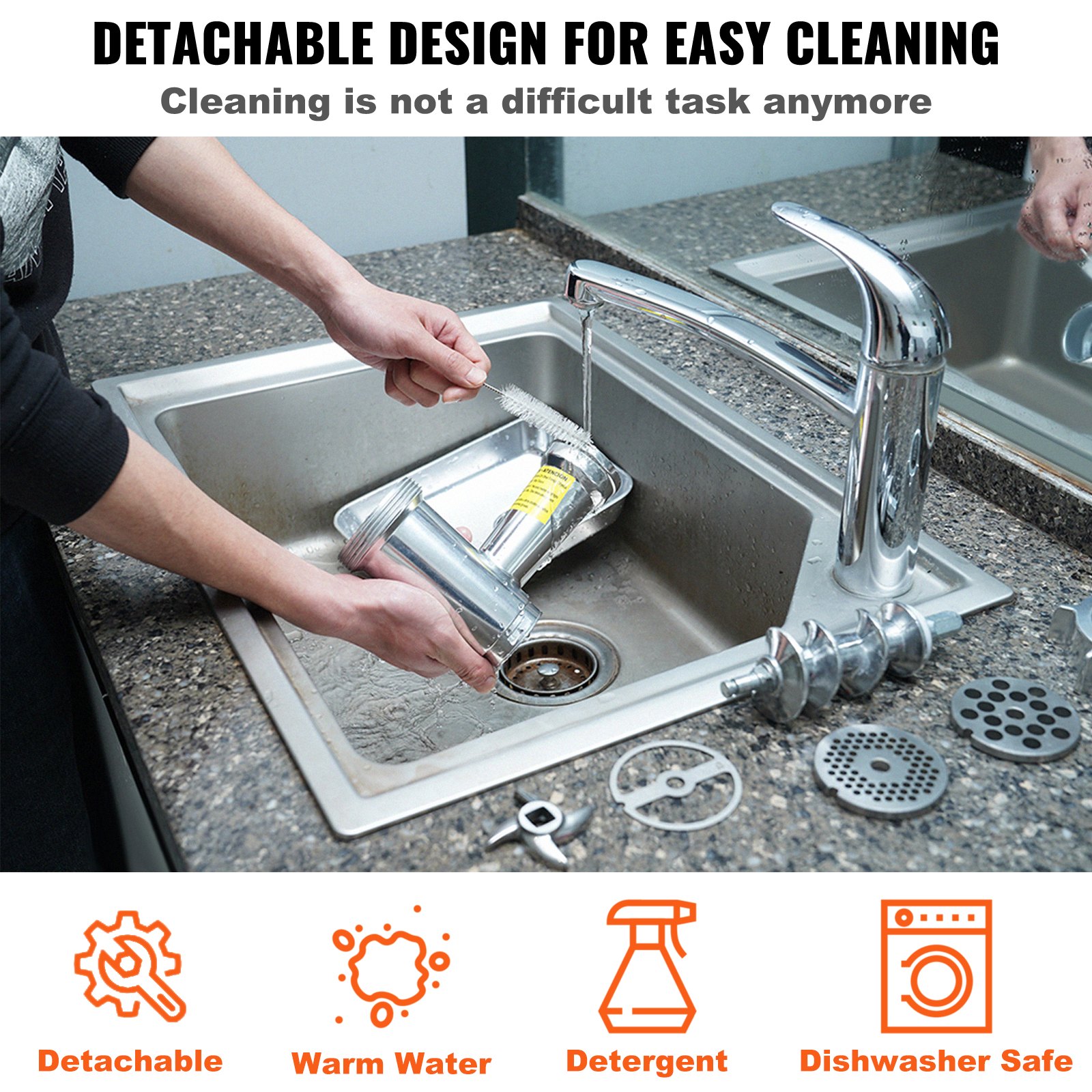 VEVOR Electric Meat Grinder, 190.5 kg/H Capacity, 575W (1100W MAX) Industrial Meat Mincer w/ 2 Blade, 3 Grinding Plates, Sausage Maker Die-cast Aluminum Commercial Meat Grinder, ETL Listed