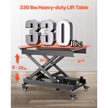 28" Electric Lift Table Single Scissor Electric Lifting Platform 330 lbs 4 Wheel