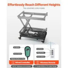 28" Electric Lift Table Single Scissor Electric Lifting Platform 330 lbs 4 Wheel