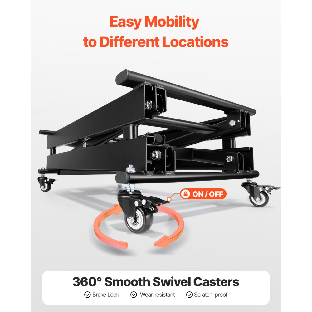 VEVOR Electric Lift Table, 330 lbs Capacity Single Scissor Lift Table, 8 - 28 in Height Adjustable Lifting Platform, Coffee Table lift with 4 Wheels, for Material Handling and Transportation, Black