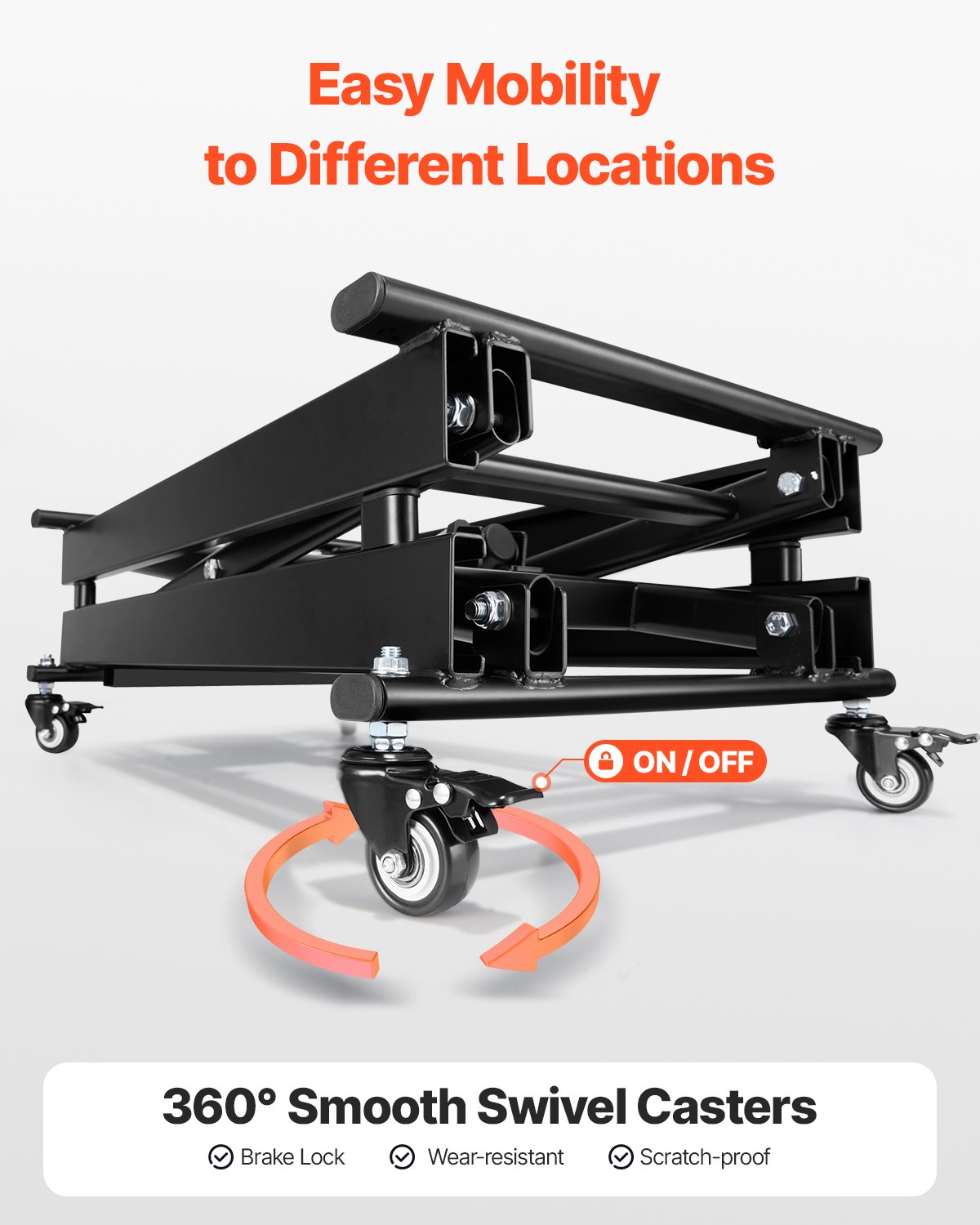 VEVOR Electric Lift Table, 330 lbs Capacity Single Scissor Lift Table, 8 - 28 in Height Adjustable Lifting Platform, Coffee Table lift with 4 Wheels, for Material Handling and Transportation, Black