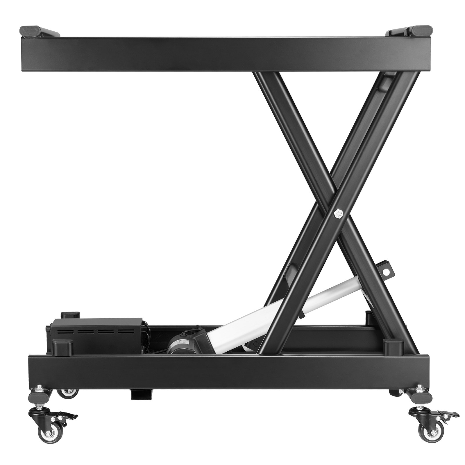 VEVOR Electric Lift Table, 330 lbs Capacity Single Scissor Lift Table, 8 - 28 in Height Adjustable Lifting Platform, Coffee Table lift with 4 Wheels, for Material Handling and Transportation, Black