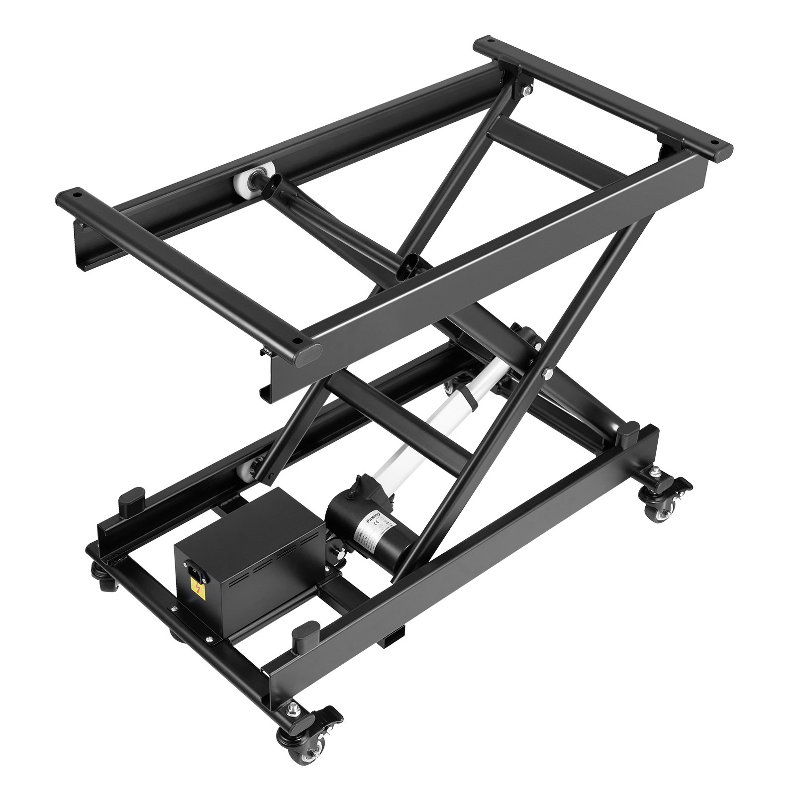 VEVOR Electric Lift Table, 330 lbs Capacity Single Scissor Lift Table, 8 - 28 in Height Adjustable Lifting Platform, Coffee Table lift with 4 Wheels, for Material Handling and Transportation, Black