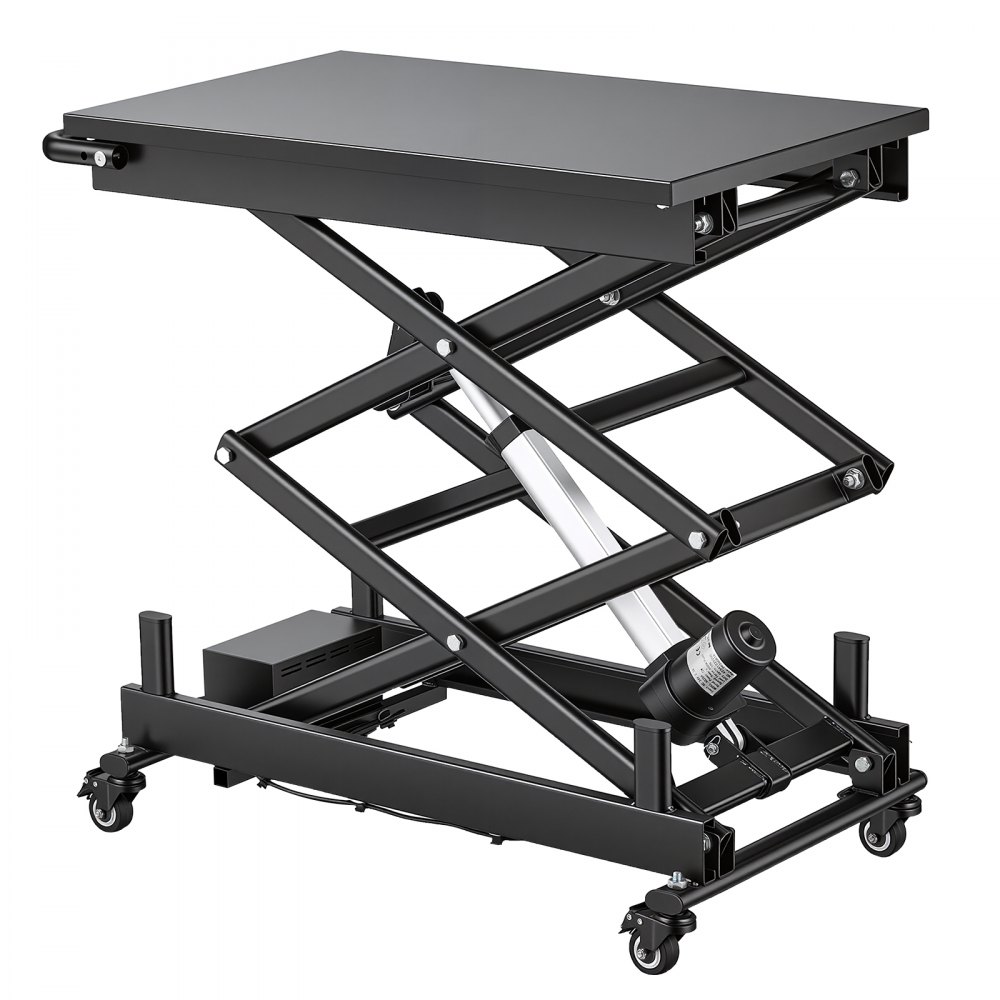 VEVOR Electric Lift Table, 150 kg Capacity Double Scissor Lifting Table, for Material Handling, Moving, Transportation, 1090 mm Max. Height Adjustable Lift Platform, 4 Swivel Casters with Brakes