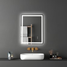 VEVOR LED Bathroom Mirror 3 Colors Anti-fog Wall Mounted Vanity Mirror 24" x 32"