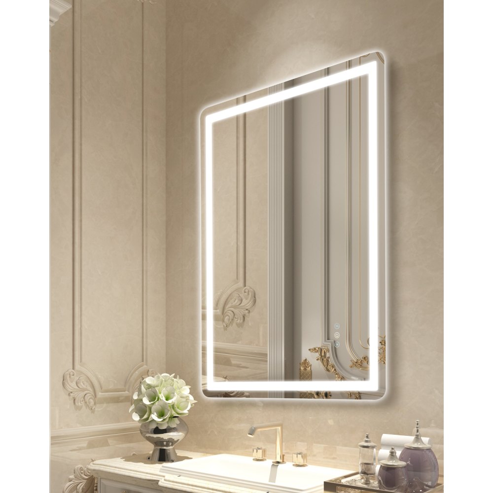 LED Bathroom Mirror 3 Colors Anti-fog Wall Mounted Vanity Mirror 28 x 36 in