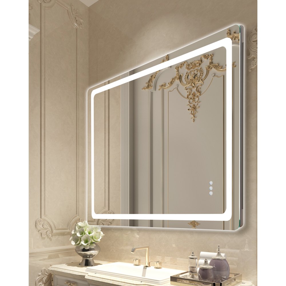 LED Bathroom Mirror 3 Colors Anti-fog Wall Mounted Vanity Mirror 36 x 48 in