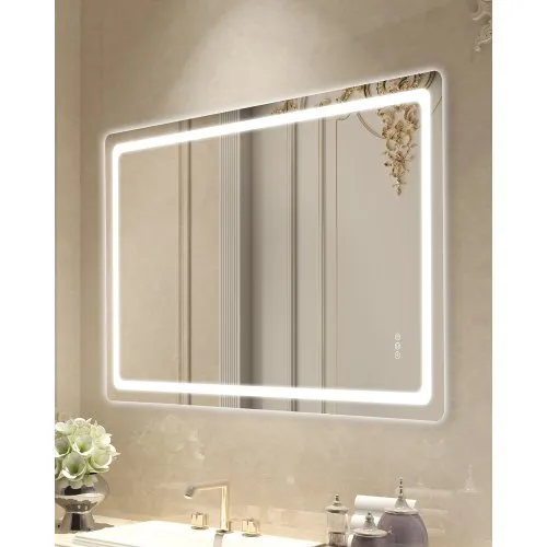 VEVOR LED Bathroom Mirror, 36" x 60" LED Bathroom Vanity Mirror with Frontlit and Backlit, Anti-Fog Memory Mirror with Lights, Stepless 3 Colors Temperature Dimmable Bathroom Mirror, Wall Mounted