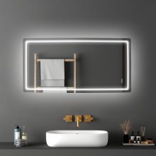 VEVOR LED Bathroom Mirror 3 Colors Anti-fog Wall Mounted Vanity Mirror 36" x 72"