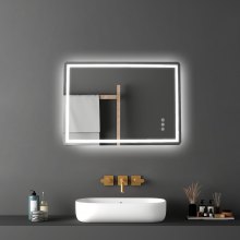 VEVOR LED Bathroom Mirror 3 Color Anti-fog Wall Mounted Vanity Mirror 70 x 100cm