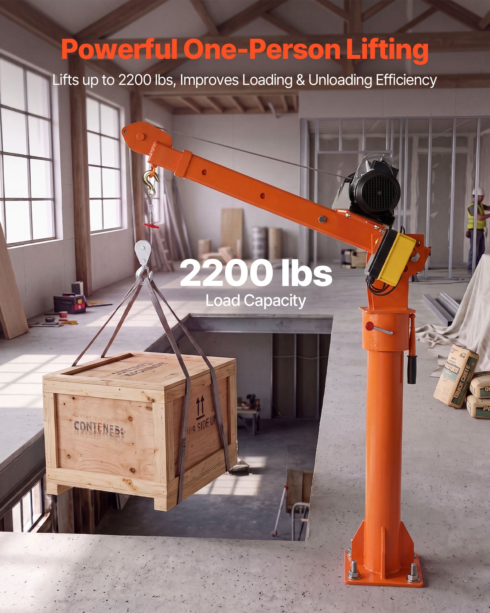 VEVOR Electric Truck Crane, 998 kg Pickup Truck Crane with 998 kg Electric Hoist, 360° Rotating Telescopic Boom, Premium Galvanized Steel, Foldable Pickup Bed Jib Hoist for Machine Lumber Lifting