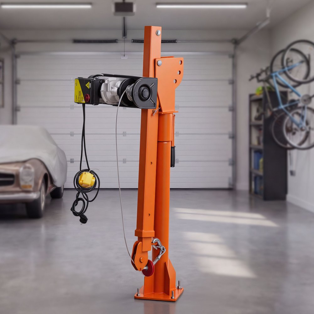 VEVOR Electric Truck Crane, 499 kg Pickup Truck Crane with PA800 Electric Hoist, 360° Rotating Telescopic Boom, Premium Galvanized Steel,Foldable Pickup Bed Jib Hoist for Machine Lumber Lifting