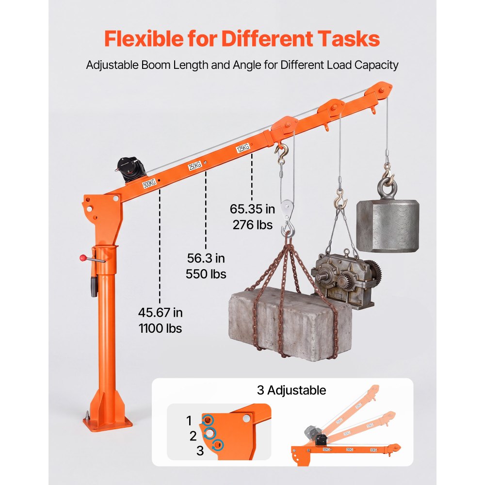 VEVOR Electric Truck Crane, 499 kg Pickup Truck Crane with 12V Electric Winch, 360° Rotating Telescopic Boom, Premium Galvanized Steel, Foldable Pickup Bed Jib for Machine Lumber Attic Lifting