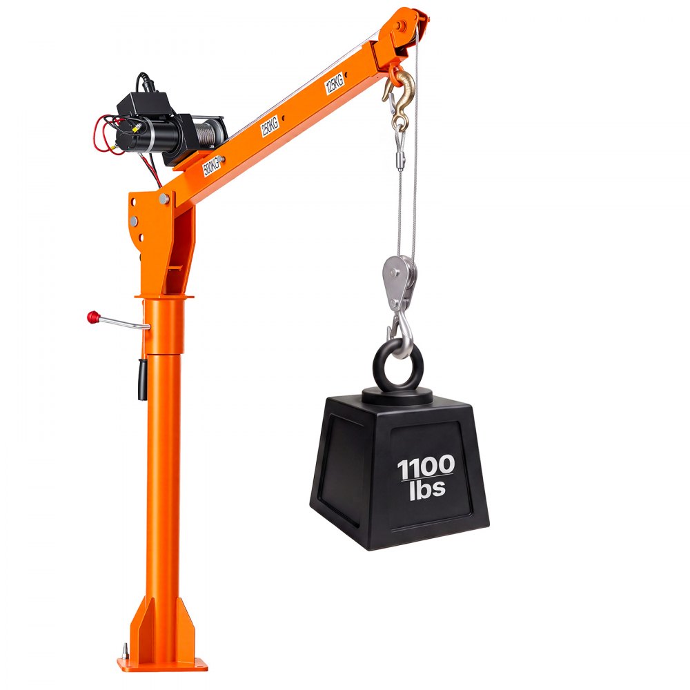 VEVOR Electric Truck Crane, 499 kg Pickup Truck Crane with 12V Electric Winch, 360° Rotating Telescopic Boom, Premium Galvanized Steel, Foldable Pickup Bed Jib for Machine Lumber Attic Lifting