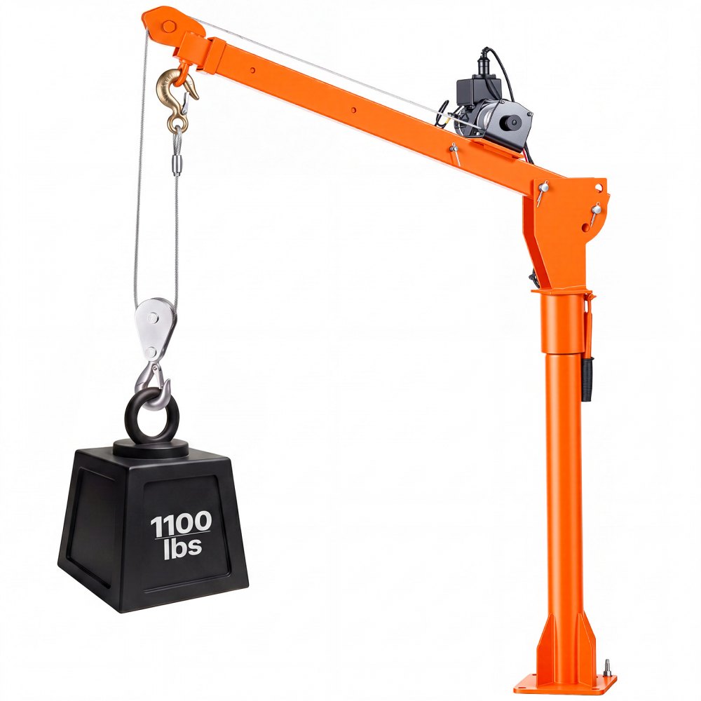 VEVOR Electric Truck Crane, 499 kg Pickup Truck Crane with 12V Electric Winch, 360° Rotating Telescopic Boom, Premium Galvanized Steel, Foldable Pickup Bed Jib for Machine Lumber Attic Lifting
