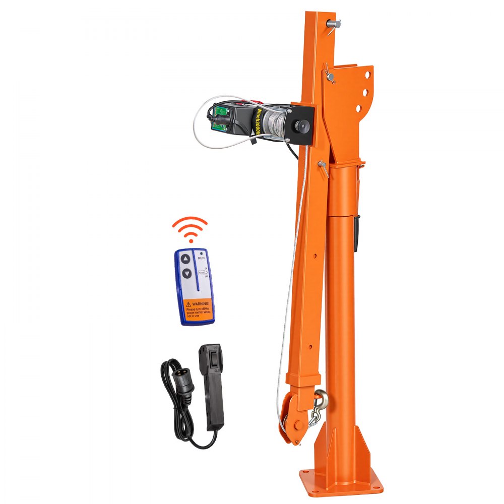 VEVOR Electric Truck Crane, 499 kg Pickup Truck Crane with 12V Electric Winch, 360° Rotating Telescopic Boom, Premium Galvanized Steel, Foldable Pickup Bed Jib for Machine Lumber Attic Lifting