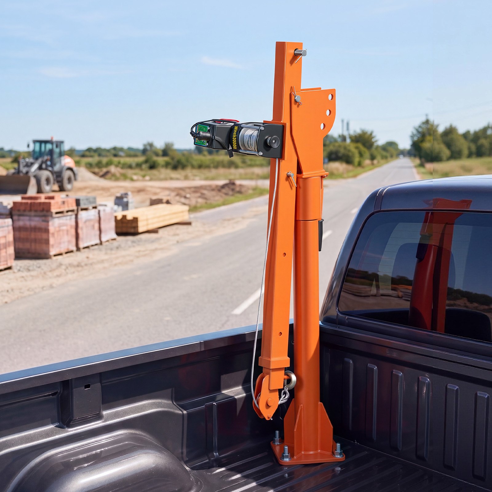 VEVOR Electric Truck Crane, 499 kg Pickup Truck Crane with 12V Electric Winch, 360° Rotating Telescopic Boom, Premium Galvanized Steel, Foldable Pickup Bed Jib for Machine Lumber Attic Lifting
