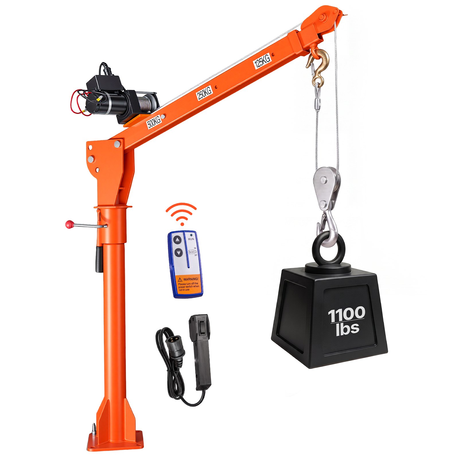 VEVOR Electric Truck Crane, 499 kg Pickup Truck Crane with 12V Electric Winch, 360° Rotating Telescopic Boom, Premium Galvanized Steel, Foldable Pickup Bed Jib for Machine Lumber Attic Lifting