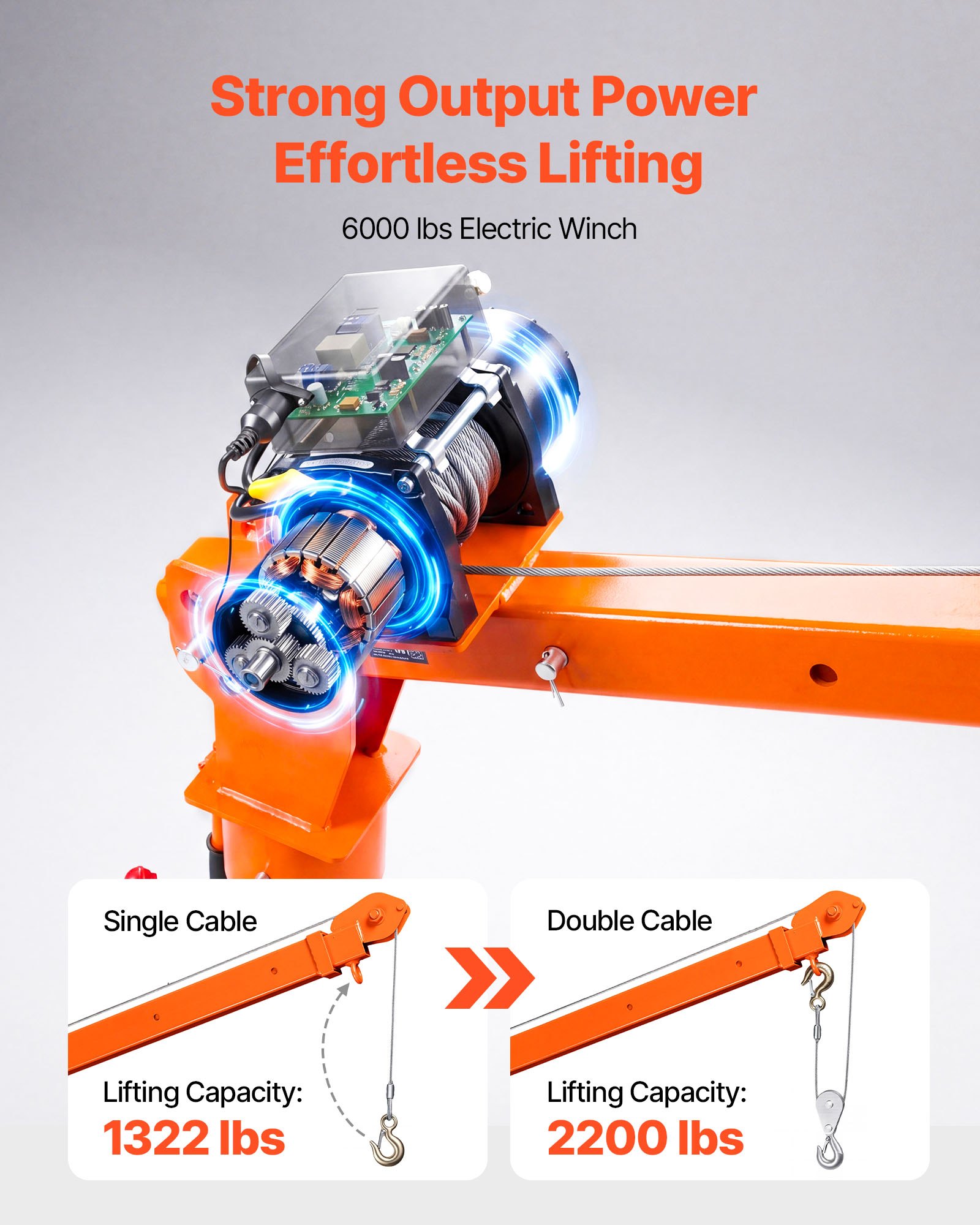 VEVOR Electric Truck Crane, 2200 lbs Pickup Truck Crane with 12V 6000 lbs Electric Winch, 360° Rotating Telescopic Boom, Premium Galvanized Steel, Foldable Pickup Bed Jib for Machine Lumber Lifting