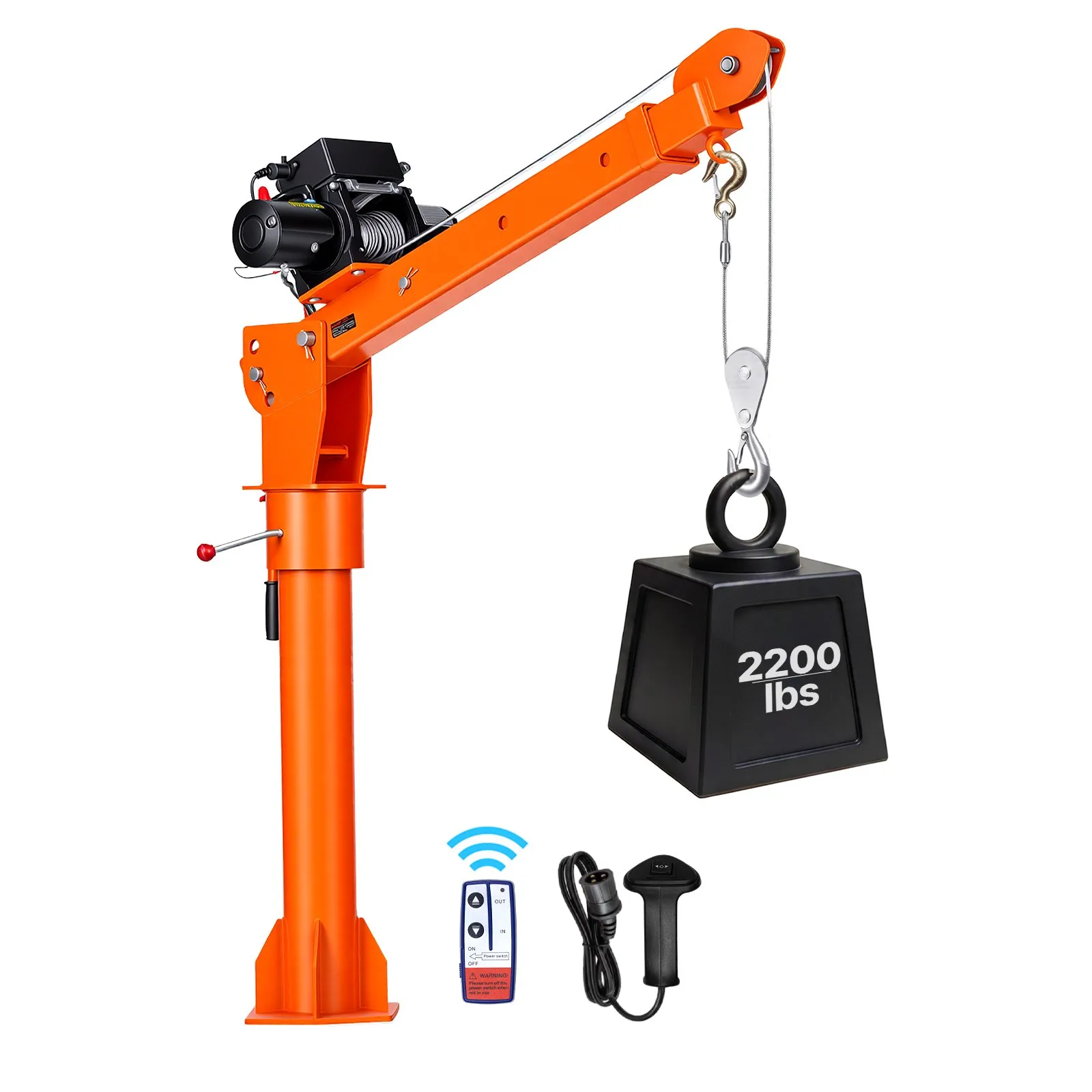 VEVOR Electric Truck Crane, 2200 lbs Pickup Truck Crane with 12V 6000 lbs Electric Winch, 360° Rotating Telescopic Boom, Premium Galvanized Steel, Foldable Pickup Bed Jib for Machine Lumber Lifting