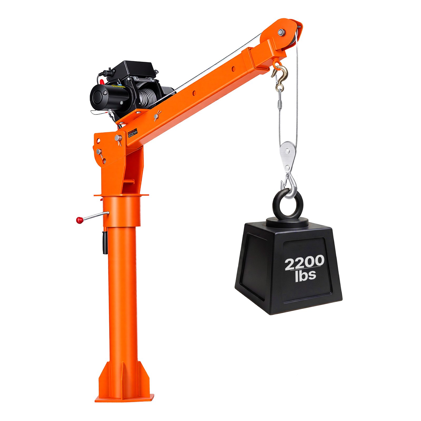 VEVOR Electric Truck Crane, 2200 lbs Pickup Truck Crane with 12V 6000 lbs Electric Winch, 360° Rotating Telescopic Boom, Premium Galvanized Steel, Foldable Pickup Bed Jib for Machine Lumber Lifting