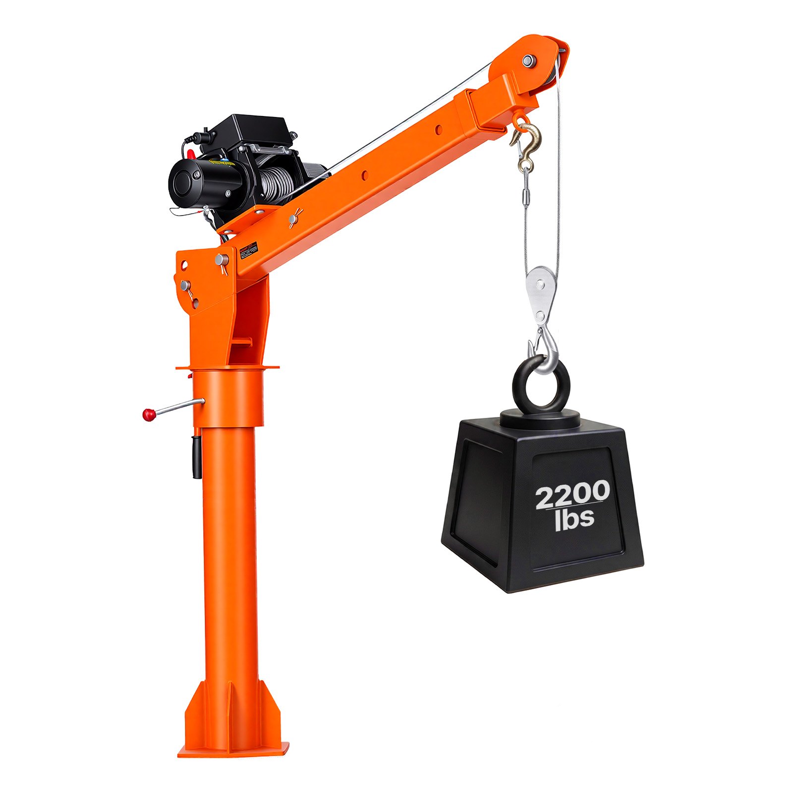 VEVOR Electric Truck Crane, 2200 lbs Pickup Truck Crane with 12V 6000 lbs Electric Winch, 360° Rotating Telescopic Boom, Premium Galvanized Steel, Foldable Pickup Bed Jib for Machine Lumber Lifting