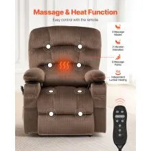 Sillón reclinable eléctrico Vevor, sofá reclinable grande de tamaño normal con doble motor, masaje y calor para personas mayores, portavasos, puertos USB, adecuado para personas de 1,88 m