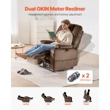 Sillón reclinable eléctrico Vevor, sofá reclinable grande de tamaño normal con doble motor, masaje y calor para personas mayores, portavasos, puertos USB, adecuado para personas de 1,88 m