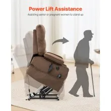 Sillón reclinable eléctrico Vevor, sofá reclinable grande de tamaño normal con doble motor, masaje y calor para personas mayores, portavasos, puertos USB, adecuado para personas de 1,88 m