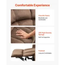 Sillón reclinable eléctrico Vevor, sofá reclinable grande de tamaño normal con doble motor, masaje y calor para personas mayores, portavasos, puertos USB, adecuado para personas de 1,88 m