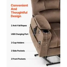Sillón reclinable eléctrico Vevor, sofá reclinable grande de tamaño normal con doble motor, masaje y calor para personas mayores, portavasos, puertos USB, adecuado para personas de 1,88 m