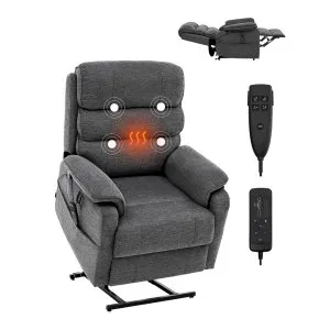 VEVOR Power Lift Recliner Chair, Lift Chair with Heat and Massage for Elderly, Dual Motor Recliner Chair with 2 Anti-Fall Ropes, Infinite Position Adjustment Electric Recliner (Medium, Dark Gray) | VEVOR US