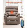 Power Lift Recliner Chair with Heat and Massage Electric Recliner Light Brown