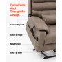 Power Lift Recliner Chair with Heat and Massage Electric Recliner Light Brown