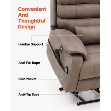 VEVOR Power Lift Recliner Chair with Heat Massage Electric Recliner Light Brown