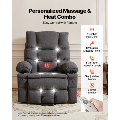 VEVOR Power Lift Recliner Chair, Large Electric Lift Chair with Heat and Massage for Elderly, Infinite Position Adjustment, Chenille Fabric, with Side Pockets, Cup Holders and USB Port, Dark Gray | VEVOR US VEVOR Power Lift Recliner Chair, Large Electric Lift Chair with Heat and Massage for Elderly, Infinite Position Adjustment, Chenille Fabric, with Side Pockets, Cup Holders and USB Port, Dark Gray | VEVOR US