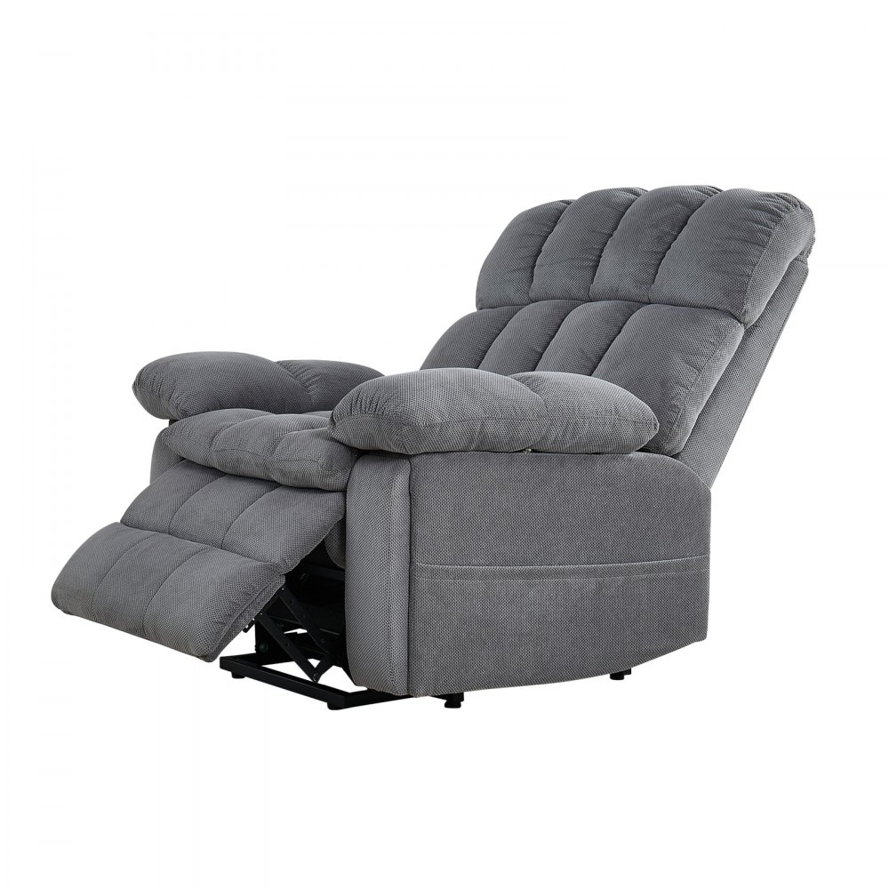 VEVOR Power Lift Recliner Chair, Dual Motor, Oversized Electric Lift Chair with Heat and Massage for Elderly, Infinite Position Adjustment, Chenille Fabric, with Side Pockets, Cup Holders, Light Gray
