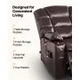 VEVOR Power Lift Recliner Chair, Triple-Motor, Large Electric Lift Chair with Heat and Massage for Elderly, Infinite Position Adjustment, Leather Surface, with Storage Pockets and Cup Holders, Brown