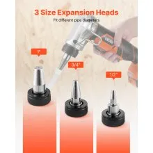 VEVOR Cordless Tube Expander, 20V Max Electric Tubing Expansion Tool for 1/2", 3/4", 1" PEX-A Pipes, 22000RPM Pipe Expander with 3 Expanding Head, 2pcs 2AH Battery, Fast Charger & Carrying Case